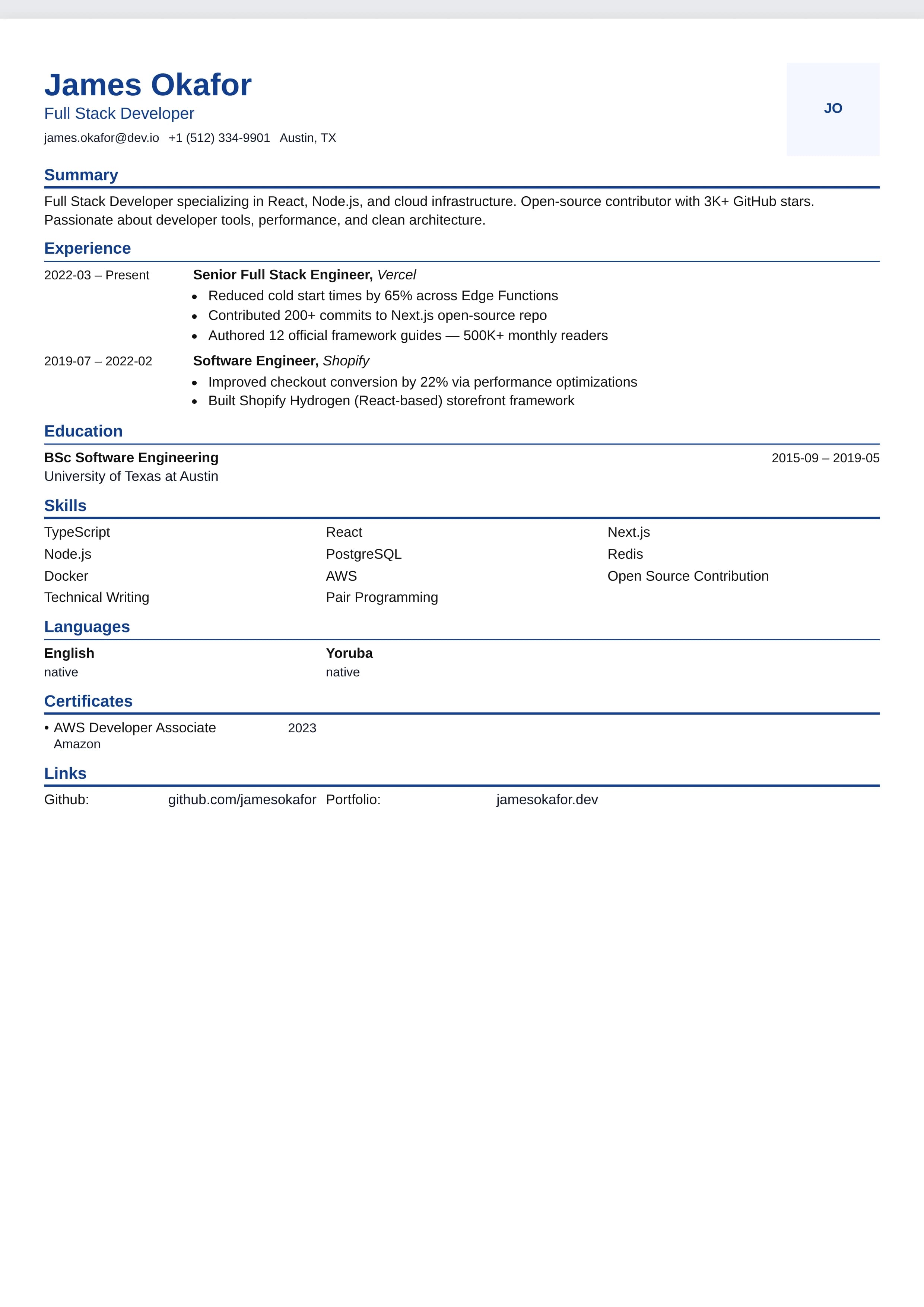 Len Square Resume Template