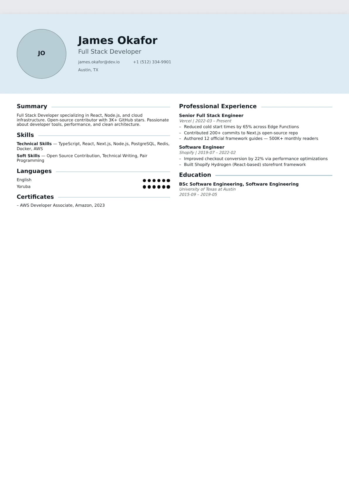 Professional Grid Resume Template